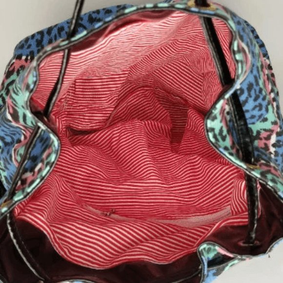 90s Rainbow Cheetah Print Canvas/Patent Backpack 80s 1980s Aesthetic Vintage - Picture 7 of 10